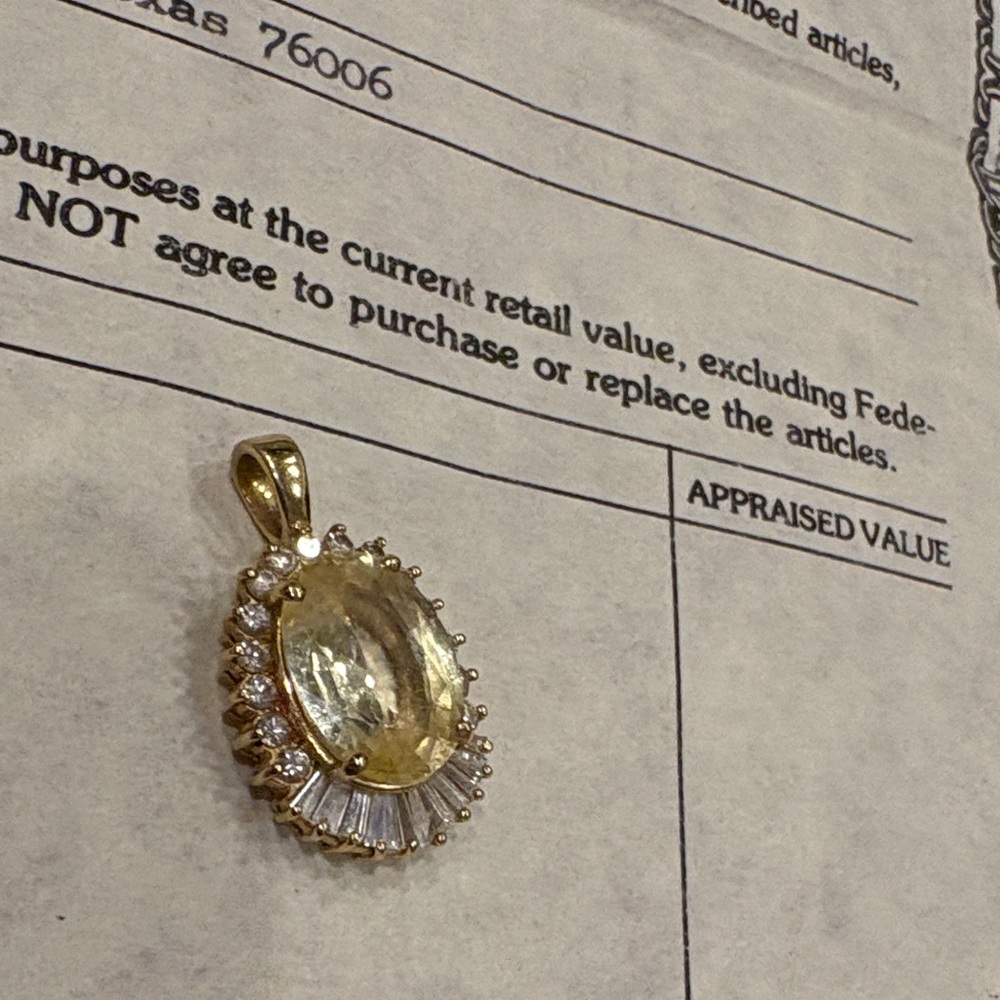Elegant 14k Gold Women's redesigned ring to a Pendant, yellow sapphire 7.60C - Picture 9 of 10